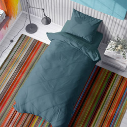 Dimcol Σετ Σεντόνια Μονά Βαμβακερά 160x240 Solid Cotton 494 Petrol 2τμχ