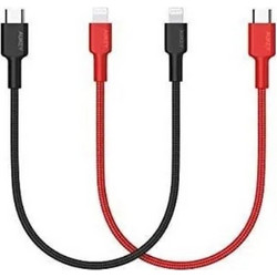 Aukey CB-CL06 USB-C to Lightning (Apple) Cable 0.30M (30cm) Black x1 + Red x1