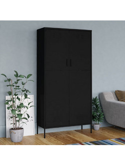 vidaXL Δίφυλλη Ντουλάπα Ρούχων Μαύρη 90x50x180cm 336250