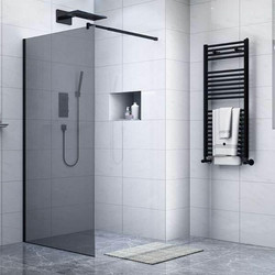 Gloria Panel Σταθερό Τζάμι Ντουζιέρας Φιμέ 8mm με Μαύρο Πλαίσιο +2 Διαστ. 195Υ 90*195 cm