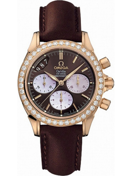 Omega Γυναικείο Ρολόι Χρονογράφος Αυτόματο με Καφέ Δερμάτινο Λουράκι 46776037