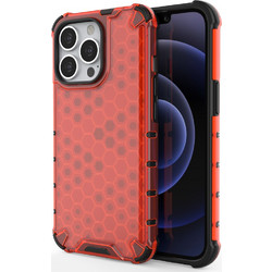 Honeycomb Case armor cover with TPU Bumper for iPhone 13 Pro red