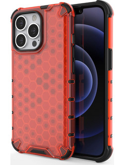 Honeycomb Case armor cover with TPU Bumper for iPhone 13 Pro red