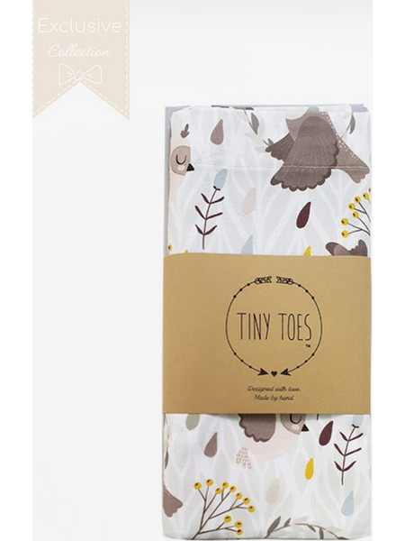 Tiny Toes Love Bird Σετ Βρεφικά Σεντόνια Κούνιας Βαμβακερά 100x150 Ecru