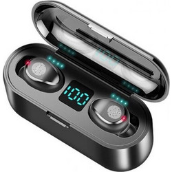 Clever Earbuds F9 Ακουστικά Bluetooth In Ear Ανθεκτικά στο Νερό Black
