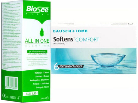 Bausch & Lomb Soflens Comfort Μηνιαίοι Φακοί Επαφής Υδρογέλης 6τμχ + 1 Υγρό Biosee 380ml