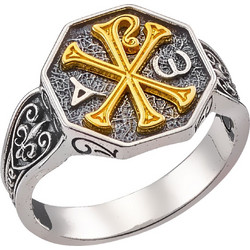 Δαχτυλίδι Anastasios Creations ασήμι 925 με Χριστόγραμμα FD679