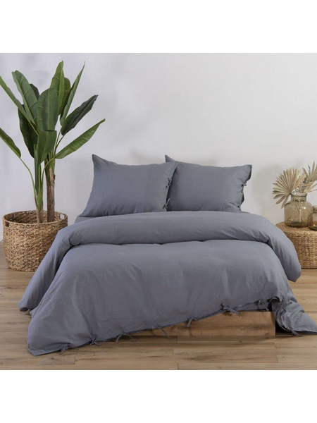 Παπλωματοθήκη Cotton-Linen Grey Nef-Nef Υπέρδιπλo 240x220cm Βαμβάκι-Λινό