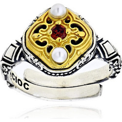 Δαχτυλίδι Anastasios Creations από Επιχρυσωμένο Ασήμι 925 με Πέτρα Ζιργκόν και Μαργαριτάρια 039603