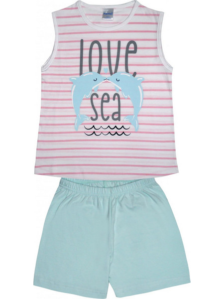 Pretty Baby Love Sea Παιδική Πιτζάμα Βαμβακερή Καλοκαιρινή Ροζ Βεραμάν 63136-467