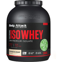 Body Attack Extreme ISO Whey Cookies & Cream Πρωτεΐνη Ορού Γάλακτος Γράμμωσης Χωρίς Γλουτένη 1.8kg