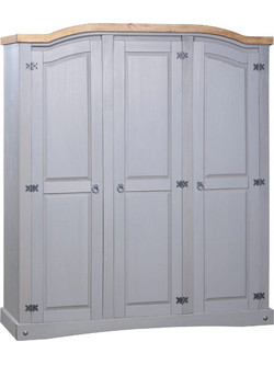vidaXL Τρίφυλλη Ντουλάπα Ρούχων Corona Γκρι 150.5x52x170cm 282621