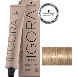 Schwarzkopf Igora Royal Absolutes 9-40 Ξανθό Πολύ Ανοιχτό Μπεζ Φυσικό Μόνιμη Βαφή Μαλλιών 60ml