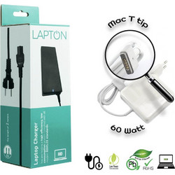 Lapton Φορτιστής Laptop 60W 16.5V 3.65A για Apple με Ενσωματωμένο Καλώδιο Τροφοδοσίας Magsafe 2