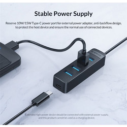 Orico TWC3-4A USB Hub 3.0 USB-A με 4 Θύρες USB-A & Εξωτερική Παροχή Ρεύματος