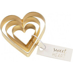 Κουπ Πατ Heart (Σετ 3Τμχ) LBTRD0090571 12x10x2,5/9x8x2,5/7x6x2,5cm Gold Raeder Ανοξείδωτο Ατσάλι