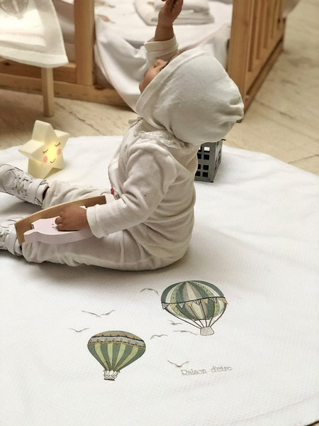 Raison D'Etre Hot Airballoon Κουβέρτα Κούνιας Πικέ 120x160 Βεραμάν