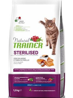 Natural Trainer Adult Sterilised with Salmon & Pea Fibre 3kg