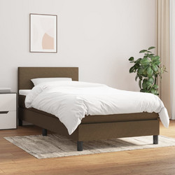 vidaXL Κρεβάτι Boxspring με Στρώμα Σκούρο Καφέ 100x200cm 3139876