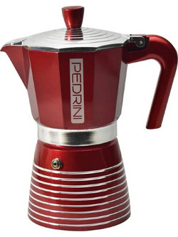 Pedrini Elegance Μπρίκι Espresso 6Cups Κόκκινο