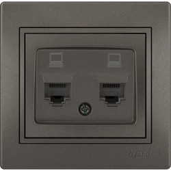 Lezard Πρίζα RJ45 1X8P με 2 Εξόδους Cat 6 Ανθρακί Mira (Πλήρης) 701.4141142