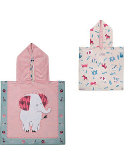 FlapJackKids Elephant Παιδικό Πόντσο Θαλάσσης Μπλε Ροζ 38x38cm