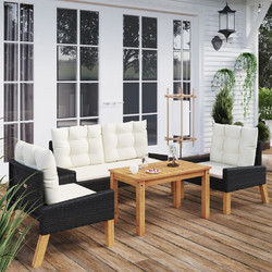 vidaXL Σετ Σαλόνι Κήπου Rattan 4τμχ Μαύρο 319689