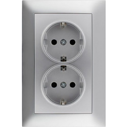 Entac Arnold Recessed Wall Socket 2x Earthed Silver - (ERWS2E-ARN-S)