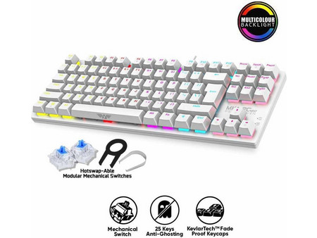 Armaggeddon MKA-2C Neo Μηχανικό Gaming Πληκτρολόγιο TenKeyLess με Custom Red Διακόπτες RGB White