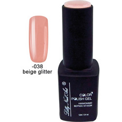 Lilly Nail Art Color Gel Beige Glitter Ημιμόνιμο Βερνίκι Νυχιών 12ml