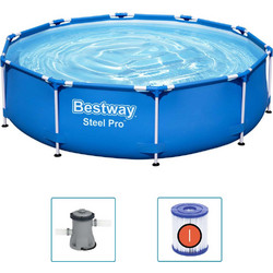 Bestway Steel Pro 92849 Πισίνα Πλαστική με Μεταλλικό Σκελετό & Αντλία Φίλτρου Φ305x76cm