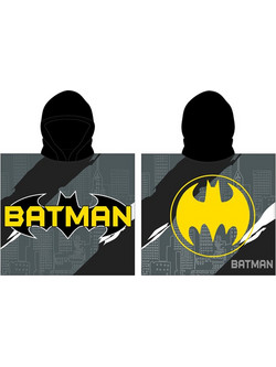 BESTFOR Batman Πόντσο - Μπουρνούζι με Κουκούλα ''Μπάτμαν'' Διαστάσεις 55Χ110 Χρώμα Μαύρο