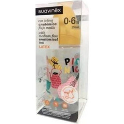 Suavinex Πλαστικό Μπιμπερό με Θηλή Καουτσούκ κατά των Κολικών 0-6m Pic Nic 270ml