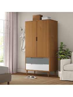 vidaXL Δίφυλλη Ντουλάπα Ρούχων Molde Φυσικό Χρώμα 90x55x175cm 350522