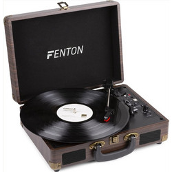 Fenton RP115 Πικάπ Βαλιτσάκι με Ηχεία & Προενίσχυση Bluetooth & USB Dark Brown