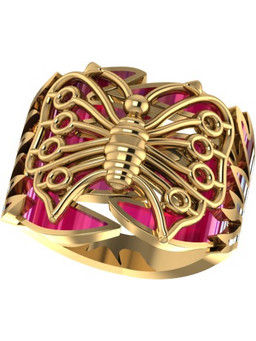 Δαχτυλίδι 14k Χρυσό Butterfly in Flames με Σμάλτο M150G (Επιλογές)