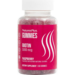 Nature's Plus Gummies Biotin 5000mcg Raspberry 60 Ζελεδάκια