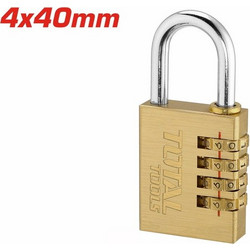 TOTAL 4ψηφιο ΟΡΕΙΧΑΛΚΙΝΟ ΛΟΥΚΕΤΟ ΣΥΝΔΥΑΣΜΟΥ 40mm (TBCK37404)