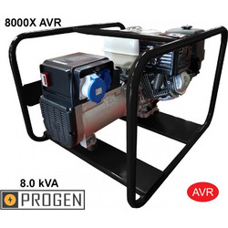 Βενζινοκίνητο μονοφασικό Η/Ζ PROGEN MG 8000E AVR 8.0 kVA με ισχυρό βενζινοκινητήρα M420 με ηλεκτρική μίζα και γεννήτρια Ιταλίας LINZ ELECTRIC E1E10L L