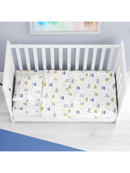 Dimcol Sweet Dreams 554 Βρεφικό Σεντόνι Κούνιας με Λάστιχο 70x140+15 White/Sky Blue