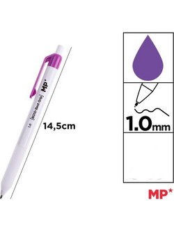 Στυλό διαρκείας μέ κουμπί ,μύτη 1.00mm MP μέ Μώβ λιλά μελάνι PE252MO-S