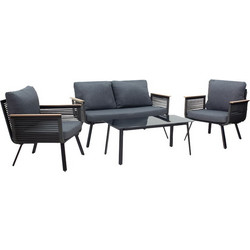 Pakoworld Lipari Σετ Σαλόνι Κήπου Rattan 4τμχ Μαύρο 219-000008