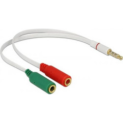 Καλώδιο Powertech Cab-J050 3.5mm σε 2x3.5 Female 0.2m White