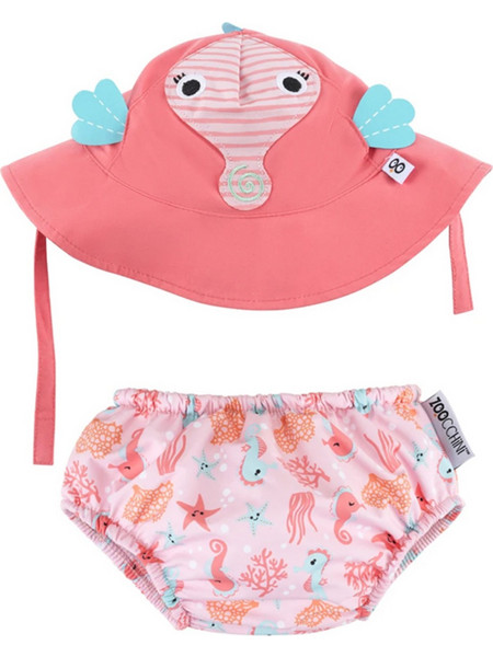 Zoocchini Hippocampus Σετ Βρεφικό Μαγιό Πάνα για Κορίτσι Ροζ ZOO12008
