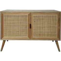 ΞΥΛΙΝΟΣ ΜΠΟΥΦΕΣ ΜΕ 2 ΠΟΡΤΕΣ ΑΠΟ RATTAN 100cm X 40cm X 70cm