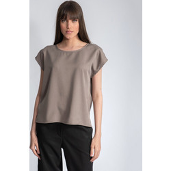 AGGEL W TENCEL BASIC T-SHIRT - SS21387F-21 BROWN