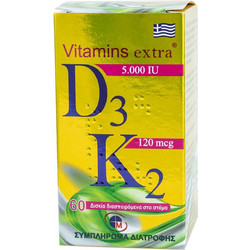 Medichrom Vitamins Extra D3 5000iu & K2 120mcg 60 Διασπειρόμενα Δισκία