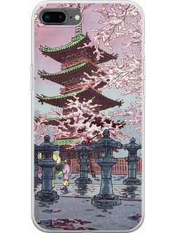 Θήκη Ukiyo-e - Cherry Blossom iPhone 8 Plus Flexible TPU (Διάφανη Σιλικόνη)