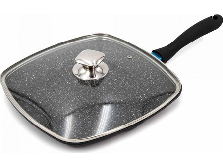 Cheffinger CF-GP28 Σχαροτήγανο Αλουμινίου Αντικολλητικό Μαρμάρινη Επίστρωση με Καπάκι 28cm