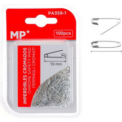 MP παραμάνες PA358-1, μεταλλικές, 19mm, ασημί, 100τμχ